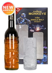 The Three Monkeys Indian Single Malt Whisky With Gift Pack 75 Cl.
